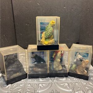 Vintage Earth Home Small Parrot ,bear,gorilla and books mini Figures